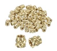 sourcing map Knurled Insert Nuts, 100pcs M2.5 x 4mm L x 4mm OD 3D Printing Brass Nuts Female Threaded Inserts Brass Heat Set Insert Embedment Nuts