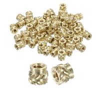 Sourcing Map Knurled Insert Nuts, 100pcs M2 x 3mm L x 3.5mm OD 3D Printing Brass Female Threaded Inserts Heat Set Embedment