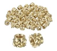 sourcing map Knurled Insert Nuts, 100pcs M3 x 3.5mm L x 5mm OD 3D Printing Brass Nuts Female Threaded Inserts Brass Heat Set Insert Embedment Nuts