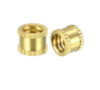 sourcing map knurled Insert Nuts - 10Pcs 1/4"-20 Female Thread Brass Threaded Insert Embedment Nut for 3D Printer