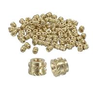 sourcing map Knurled Insert Nuts, 130pcs M1 x 1.5mm Length x 2mm OD 3D Printing Brass Nuts Female Threaded Inserts Brass Heat Set Insert Embedment Nut