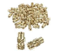 sourcing map Knurled Insert Nuts, 130pcs M2.5 x 8mm Length x 4mm OD 3D Printing Brass Nuts Female Threaded Inserts Brass Heat Set Insert Embedment Nut