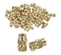 sourcing map Knurled Insert Nuts, 130pcs M2 x 6mm Length x 3.5mm OD 3D Printing Brass Nuts Female Threaded Inserts Brass Heat Set Insert Embedment Nut