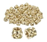 sourcing map Knurled Insert Nuts, 130pcs M3 x 4mm Length x 5mm OD 3D Printing Brass Nuts Female Threaded Inserts Brass Heat Set Insert Embedment Nut