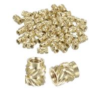 sourcing map Knurled Insert Nuts, 130pcs M3 x 6mm Length x 5mm OD 3D Printing Brass Nuts Female Threaded Inserts Brass Heat Set Insert Embedment Nut