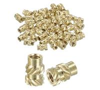 sourcing map Knurled Insert Nuts, 130pcs M3 x 7.5mm Length x 5mm OD 3D Printing Brass Nuts Female Threaded Inserts Brass Heat Set Insert Embedment Nut