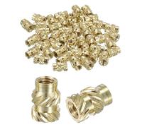 sourcing map Knurled Insert Nuts, 130pcs M3 x 7mm Length x 5mm OD 3D Printing Brass Nuts Female Threaded Inserts Brass Heat Set Insert Embedment Nut