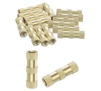 sourcing map Knurled Insert Nuts, 15Pcs M4 x 20mm(L) x 6mm(OD) Thread Printing Brass Nuts Female Threaded Inserts Brass Heat Set Insert Embedment Nuts