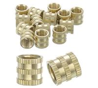 sourcing map Knurled Insert Nuts, 16Pcs M8 x 10mm(L) x 10mm(OD) Thread Printing Brass Nuts Female Threaded Inserts Brass Heat Set Insert Embedment Nuts