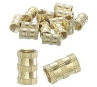 sourcing map Knurled Insert Nuts, 16Pcs M8 x 16mm(L) x 10mm(OD) Thread Printing Brass Nuts Female Threaded Inserts Brass Heat Set Insert Embedment Nuts
