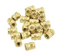 sourcing map Knurled Insert Nuts, 200Pcs M3 x 5.7mm L x 4.6mm OD 3D Printing Brass Nuts Female Threaded Inserts Brass Heat Set Insert Embedment Nut