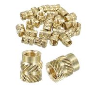 Sourcing Map Knurled Insert Nuts, 25pcs M6 x 10mm L x 8mm OD 3D Printing Brass Female Threaded Inserts, Heat Set Embedment for Printing