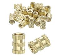 sourcing map Knurled Insert Nuts, 30Pcs M5 x 10mm(L) x 7mm(OD) Thread Printing Brass Nuts Female Threaded Inserts Brass Heat Set Insert Embedment Nuts