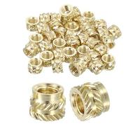 sourcing map Knurled Insert Nuts, 30pcs M6 x 7mm Length x 9mm OD 3D Printing Brass Nuts Female Threaded Inserts Brass Heat Set Insert Embedment Nut