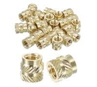 sourcing map Knurled Insert Nuts, 30pcs M6 x 9mm Length x 9mm OD 3D Printing Brass Nuts Female Threaded Inserts Brass Heat Set Insert Embedment Nut