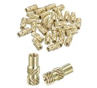 Sourcing Map Knurled Insert Nuts - 50pcs M3 x 12mm L x 5mm OD Brass Female Threaded Inserts