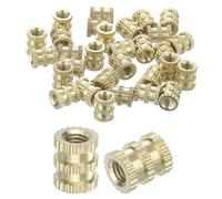 sourcing map Knurled Insert Nuts, 50Pcs M3 x 6mm(L) x 5mm(OD) Thread Printing Brass Nuts Female Threaded Inserts Brass Heat Set Insert Embedment Nuts