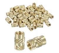 Sourcing Map Knurled Insert Nuts - 50pcs M4 x 8mm L x 5mm OD Brass Female Threaded Inserts for 3D Printing