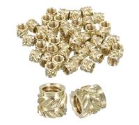sourcing map Knurled Insert Nuts, 50pcs M4x5mm Lx5.5mm OD 3D Printing Brass Nuts Threaded Inserts Brass Heat Set Insert Embedment Nuts