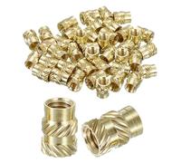 Sourcing Map Knurled Insert Nuts, 50pcs M5 x 10mm L x 7mm OD 3D Printing Brass Female Threaded Inserts Heat Set Embedment