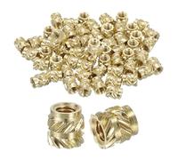 sourcing map Knurled Insert Nuts, 60pcs M3 x 5mm Length x 5mm OD 3D Printing Brass Nuts Female Threaded Inserts Brass Heat Set Insert Embedment Nut