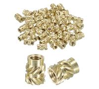 sourcing map Knurled Insert Nuts, 60pcs M3 x 6.5mm Length x 5mm OD 3D Printing Brass Nuts Female Threaded Inserts Brass Heat Set Insert Embedment Nut