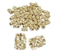 sourcing map Knurled Insert Nuts, 60pcs M3 x 6mm Length x 5mm OD 3D Printing Brass Nuts Female Threaded Inserts Brass Heat Set Insert Embedment Nut