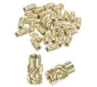 sourcing map Knurled Insert Nuts, 60pcs M3 x 9mm Length x 5mm OD 3D Printing Brass Nuts Female Threaded Inserts Brass Heat Set Insert Embedment Nut
