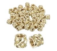 sourcing map Knurled Insert Nuts, 60pcs M4 x 5mm Length x 6mm OD 3D Printing Brass Nuts Female Threaded Inserts Brass Heat Set Insert Embedment Nut