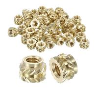 sourcing map Knurled Insert Nuts, 60pcs M4 x 5mm Length x 7mm OD 3D Printing Brass Nuts Female Threaded Inserts Brass Heat Set Insert Embedment Nut