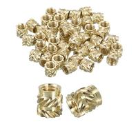 sourcing map Knurled Insert Nuts, 60pcs M4 x 6mm Length x 5.5mm OD 3D Printing Brass Nuts Female Threaded Inserts Brass Heat Set Insert Embedment Nut