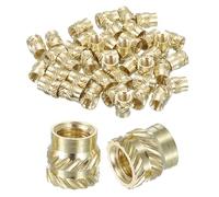 sourcing map Knurled Insert Nuts, 60pcs M5 x 7mm Length x 7mm OD 3D Printing Brass Nuts Female Threaded Inserts Brass Heat Set Insert Embedment Nut