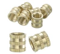 sourcing map Knurled Insert Nuts, 8Pcs M8 x 10mm(L) x 10mm(OD) Thread Printing Brass Nuts Female Threaded Inserts Brass Heat Set Insert Embedment Nuts