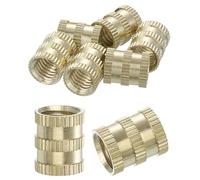 sourcing map Knurled Insert Nuts, 8Pcs M8 x 12mm(L) x 10mm(OD) Thread Printing Brass Nuts Female Threaded Inserts Brass Heat Set Insert Embedment Nuts