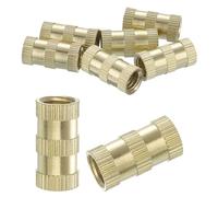 sourcing map Knurled Insert Nuts, 8Pcs M8 x 20mm(L) x 10mm(OD) Thread Printing Brass Nuts Female Threaded Inserts Brass Heat Set Insert Embedment Nuts