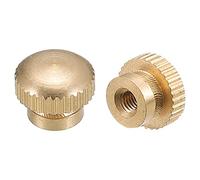 sourcing map Knurled Thumb Nuts, 10pcs M3 x D10mm x H8mm Brass Knurled Nut with Collar High Head Blind Hole Knurled Thumb Nuts for 3D Printer Parts