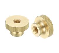sourcing map Knurled Thumb Nuts, 15pcs M6 x D20mm x H12mm Brass Knurled Nut with Collar High Head Through Hole Adjusting Nuts for 3D Printer Parts