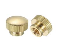 sourcing map Knurled Thumb Nuts, 2Pcs M5 x D12mm x H9mm Brass High Head Blind Hole with Collar High Head Blind Hole Round Knobs Fasteners for 3D Printer Parts, Machine Tools
