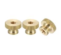 sourcing map Knurled Thumb Nuts, 3Pcs M4 x D12mm x H8mm Brass High Head Through Hole with Collar High Head Through Hole Round Knobs Fasteners for 3D Printer Parts, Machine Tools