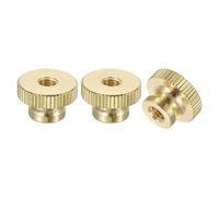sourcing map Knurled Thumb Nuts, 3Pcs M5 x D16mm x H10mm Brass High Head Through Hole with Collar High Head Through Hole Round Knobs Fasteners for 3D Printer Parts, Machine Tools