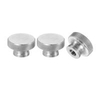sourcing map Knurled Thumb Nuts, 3Pcs M6 x D20mm x H12mm Stainless Steel Round Knobs Fasteners Blind Hole Hand Screw Nut Silver for 3D Printer Parts, Machine Tools