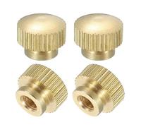 sourcing map Knurled Thumb Nuts, 4Pcs M4 x D10mm x H8mm Brass High Head Blind Hole with Collar High Head Blind Hole Round Knobs Fasteners for 3D Printer Parts, Machine Tools