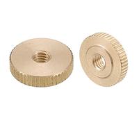sourcing map Knurled Thumb Nuts, 4pcs M5 x D16mm x H4mm Brass Knurled Nut Flat Head Through Hole Lock Adjusting Nuts for 3D Printer Parts