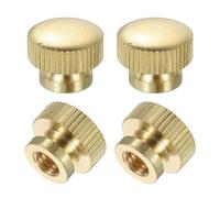sourcing map Knurled Thumb Nuts, 4Pcs M6 x D14mm x H11mm Brass High Head Blind Hole with Collar High Head Blind Hole Round Knobs Fasteners for 3D Printer Parts, Machine Tools