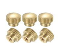 sourcing map Knurled Thumb Nuts, 6Pcs M3 x D10mm x H8mm Brass High Head Blind Hole with Collar High Head Blind Hole Round Knobs Fasteners for 3D Printer Parts, Machine Tools