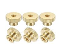 sourcing map Knurled Thumb Nuts, 6Pcs M6 x D20mm x H12mm Brass High Head Through Hole with Collar High Head Through Hole Round Knobs Fasteners for 3D Printer Parts, Machine Tools