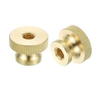 sourcing map Knurled Thumb Nuts, 6pcs M8 x D23mm x H16mm Brass Knurled Nut with Collar High Head Through Hole Adjusting Nuts for 3D Printer Parts
