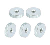 sourcing map Knurled Thumb Nuts, M5 Female Thread Thin Type, Zinc-Plated Carbon Steel Knurled Nut Flat Head Through Hole Lock Adjusting Nuts for 3D Printer, 5Pcs