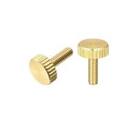 sourcing map Knurled Thumb Screws, M3x10mm Flat Brass Bolts Grip Knobs Fasteners for PC, Electronic, Mechanical 2Pcs