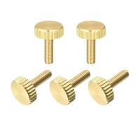 sourcing map Knurled Thumb Screws, M3x12mm Flat Brass Bolts Grip Knobs Fasteners for Home, Electronic, Machine 5Pcs